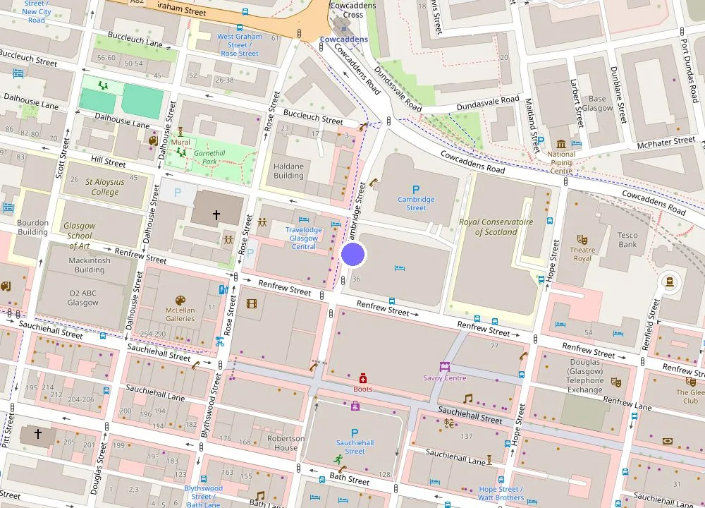 Map: DoubleTree by Hilton Glasgow Central